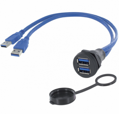 M22 Panel con. to cable 2xUSB-A 3.0 + Cap