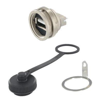 M16 USB-A 2.0 to Solder Cup Panel con.