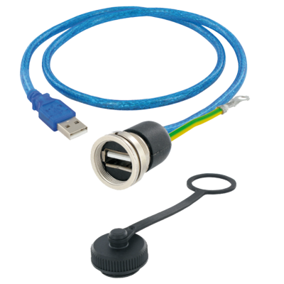 M16 Panel con. to cable USB-A 2.0 + Cap